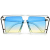 Sharply Exaggeraged Flat Top Gold Metal Accent Shield Sunnies - Sunglass Spot