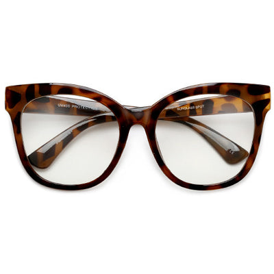 Oversize 58mm Retro Geek Chic Cat Eye Silhouette Blue Light Eyewear - Sunglass Spot