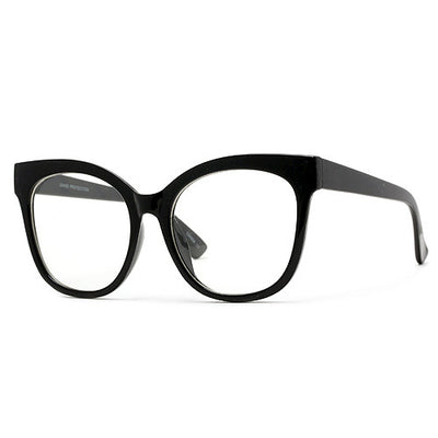 Oversize 58mm Retro Geek Chic Cat Eye Silhouette Blue Light Eyewear - Sunglass Spot
