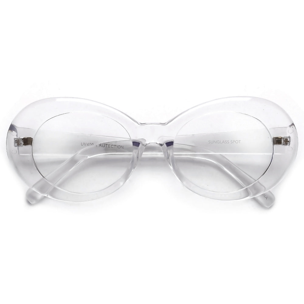 Vintage Inspired Oval Cobain Clout Clear Eyewear - Sunglass Spot