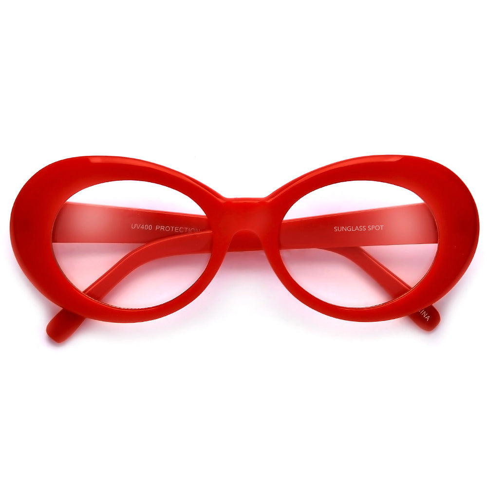 Vintage Inspired Oval Cobain Clout Clear Eyewear - Sunglass Spot
