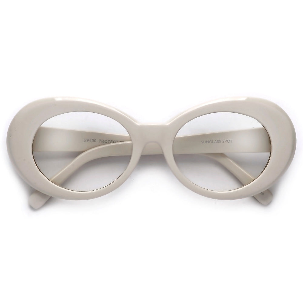 Vintage Inspired Oval Cobain Clout Clear Eyewear - Sunglass Spot