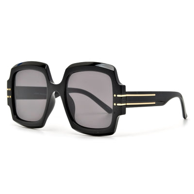 Oversize Thick Gold Accent Temple Squared Sunnies