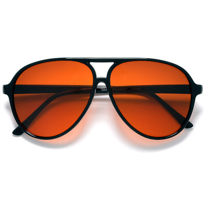 Large 60mm Plastic Blue Blocking Lens Aviator Sunglasses - Sunglass Spot