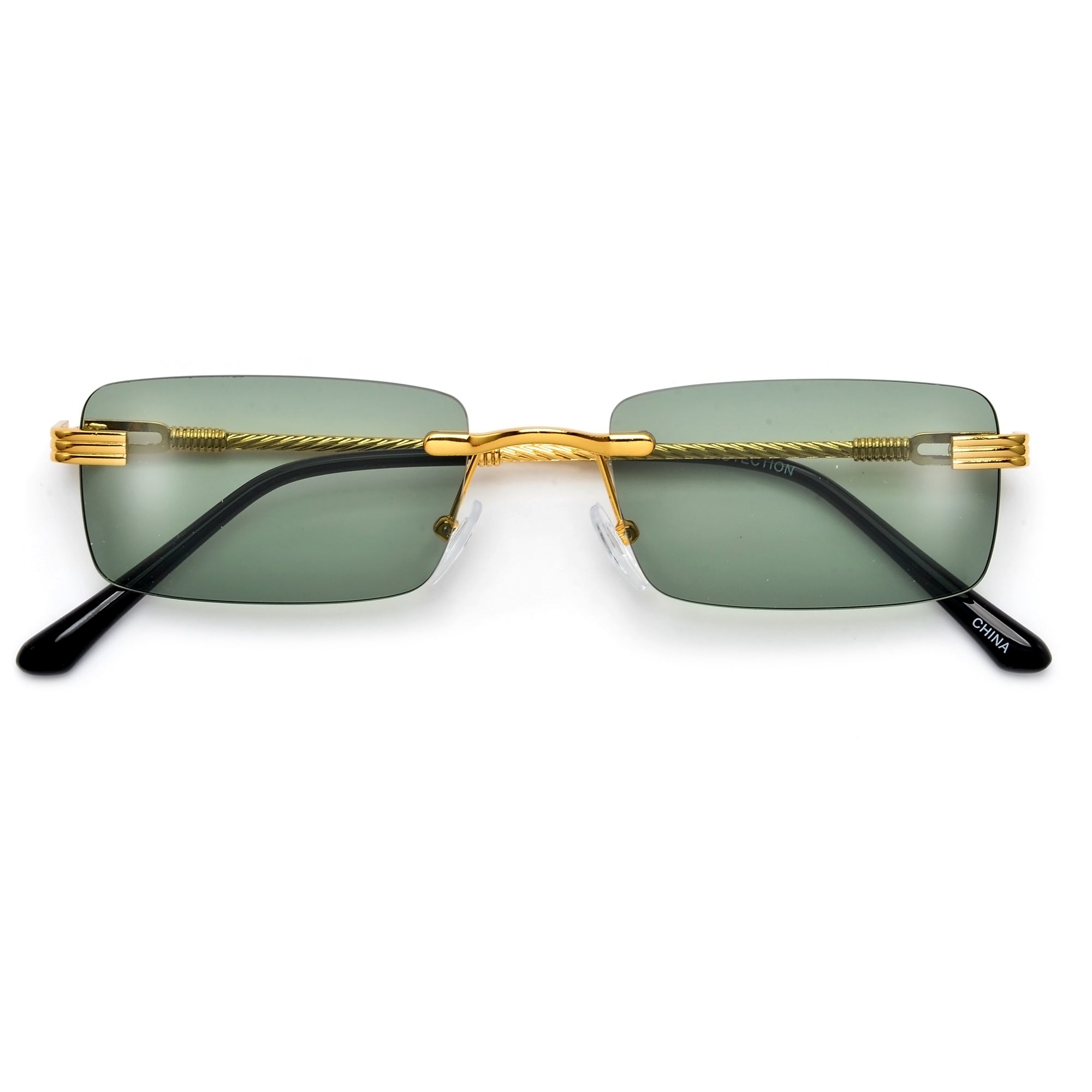 SLIM RIMLESS RECTANGULAR WIRE TEMPLE CHIC COLORFUL SUNNIES