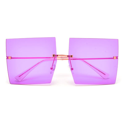 Oversize Rimless Studded Accent Squared Off Sunnies