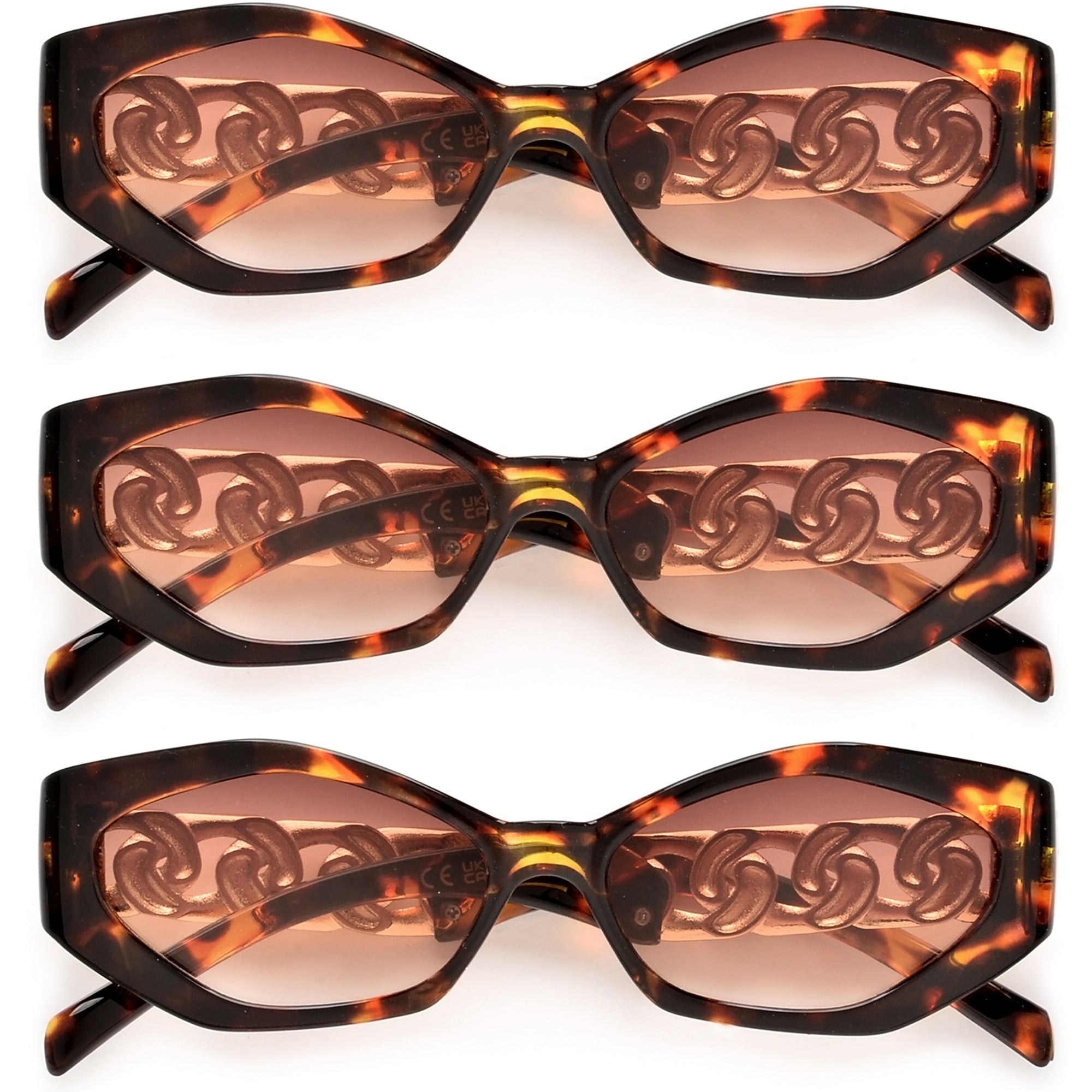 Slim Geometric Chain Link Temple Sunnies