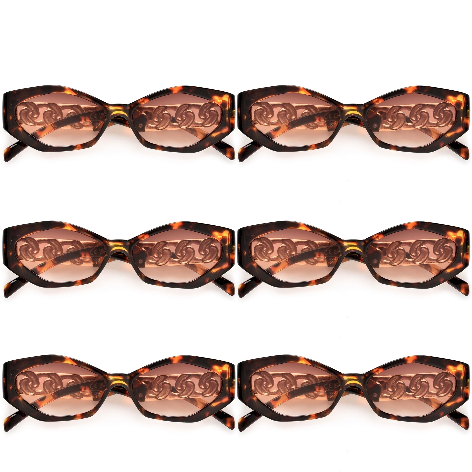 Slim Geometric Chain Link Temple Sunnies