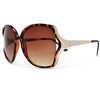 Oversized Modern Fashion Open-Cut Lenses Accented with Gleaming Metal Temples - Sunglass Spot