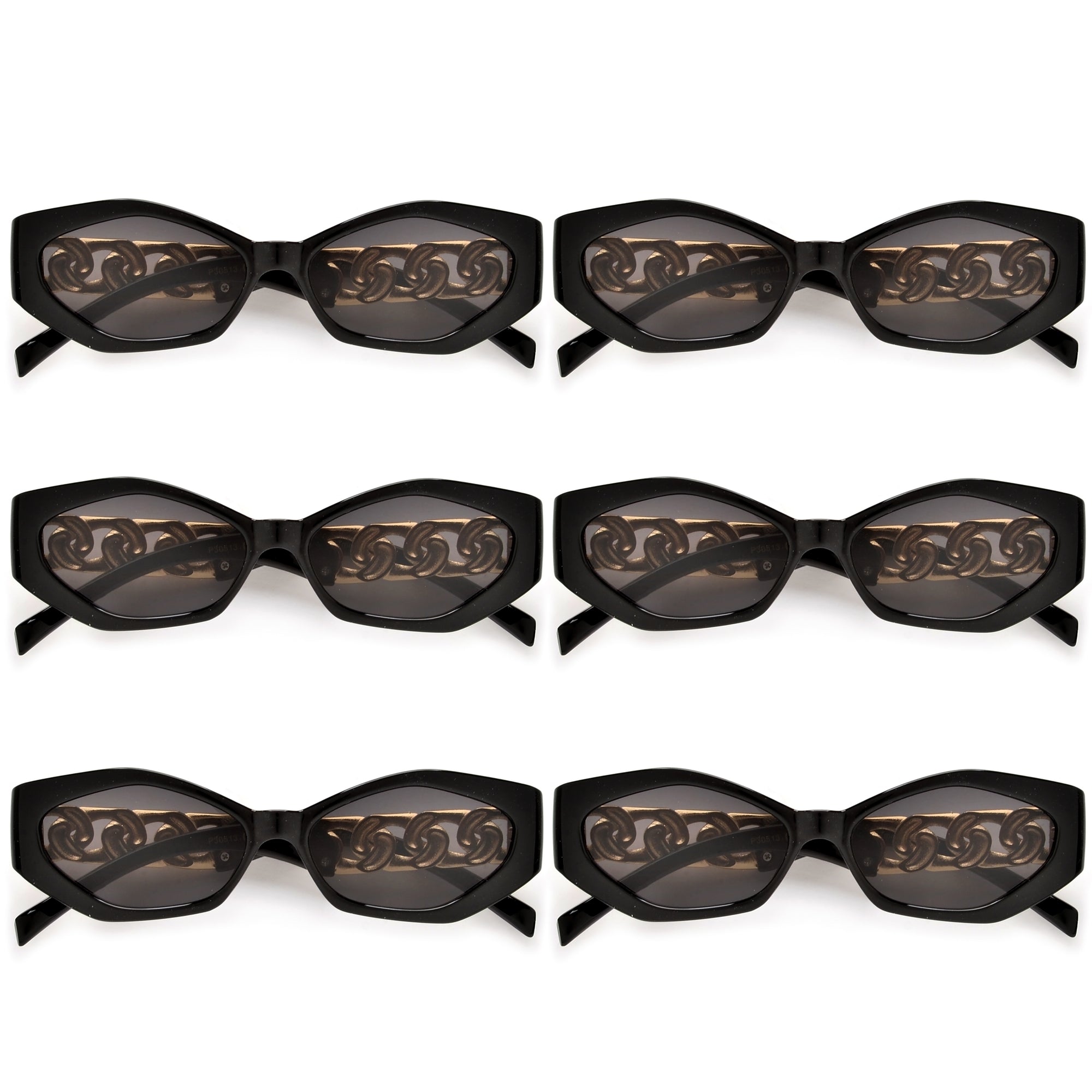 Slim Geometric Chain Link Temple Sunnies