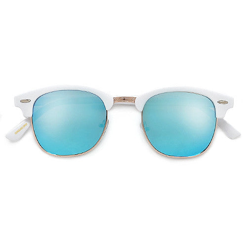 Colorful Reflective Mirrored Lens Classic Half Frame Sunglasses - Sunglass Spot