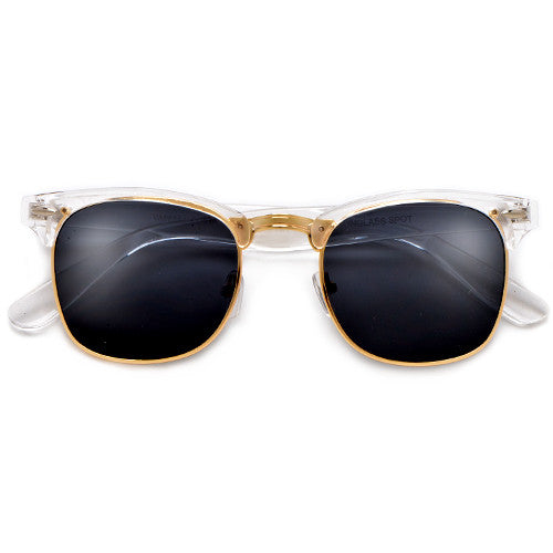 Colorful Reflective Mirrored Lens Classic Half Frame Sunglasses - Sunglass Spot