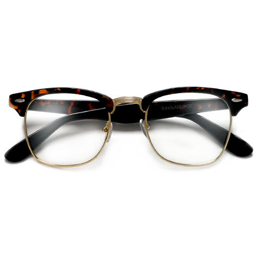 Classic Half Frame with Crystal Clear Lens Stylish Glasses - Sunglass Spot