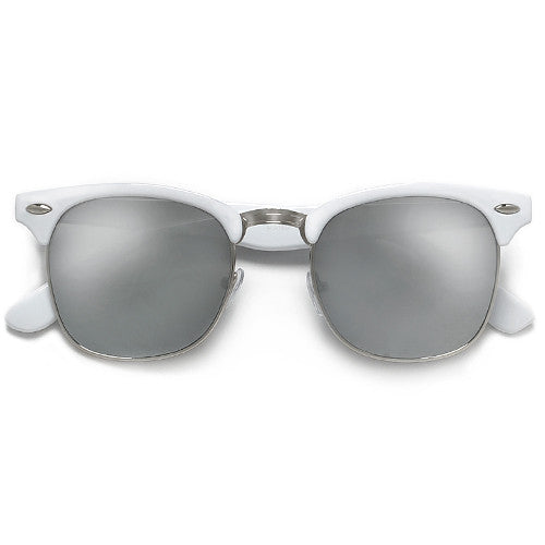 Colorful Reflective Mirrored Lens Classic Half Frame Sunglasses - Sunglass Spot