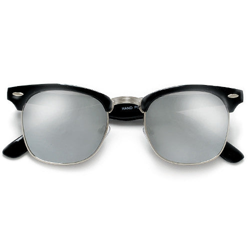 Colorful Reflective Mirrored Lens Classic Half Frame Sunglasses - Sunglass Spot