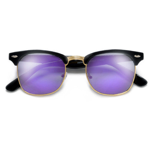 Colorful Reflective Mirrored Lens Classic Half Frame Sunglasses - Sunglass Spot