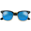 Retro Half Frame Colorful Reflective Mirrored Lens Classic Half Frame Sunglasses - Sunglass Spot
