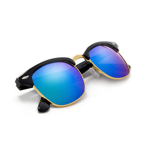 Retro Half Frame Colorful Reflective Mirrored Lens Classic Half