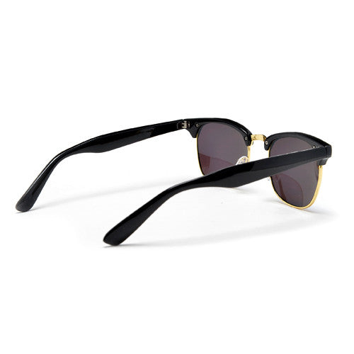 Retro Half Frame Colorful Reflective Mirrored Lens Classic Half Frame Sunglasses - Sunglass Spot