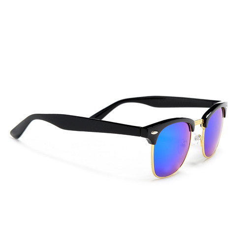 Colorful Reflective Mirrored Lens Classic Half Frame Sunglasses - Sunglass Spot