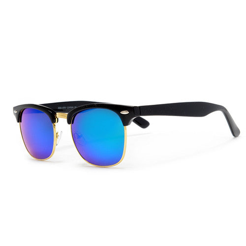 Retro Half Frame Colorful Reflective Mirrored Lens Classic Half Frame Sunglasses - Sunglass Spot