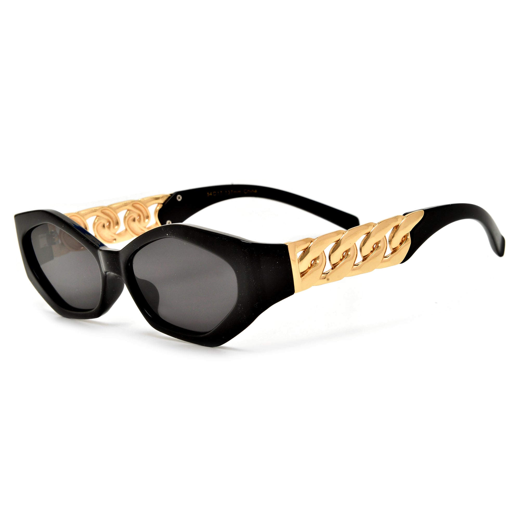 Slim Geometric Chain Link Temple Sunnies