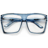 Large Oversized Indie Fashion Flat Top Squared Frame Eyewear Glasses - Sunglass Spot