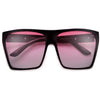Large Oversized Indie Fashion Flat Top Squared Frame Sunglasses - Sunglass Spot