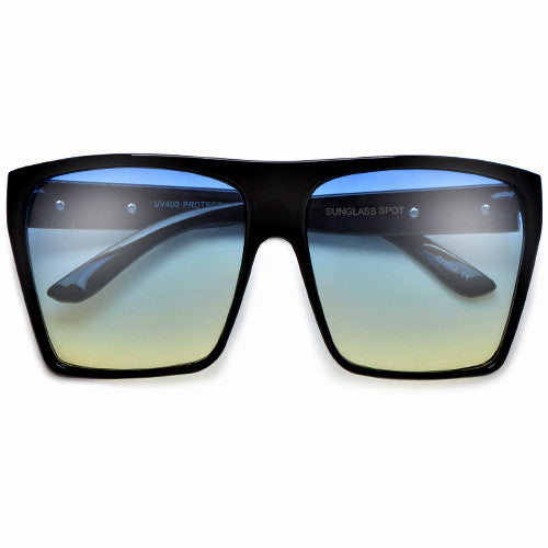 Large Oversized Indie Fashion Flat Top Squared Frame Sunglasses - Sunglass Spot