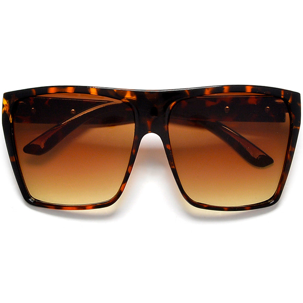 Large Oversized Indie Fashion Flat Top Squared Frame Sunglasses