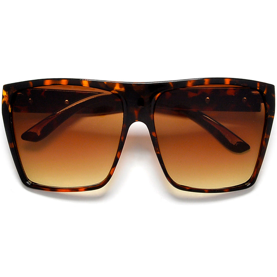 Large Oversized Indie Fashion Flat Top Squared Frame Sunglasses - Sunglass Spot