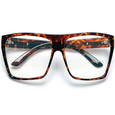 Large Oversized Indie Fashion Flat Top Squared Frame Eyewear Glasses - Sunglass Spot