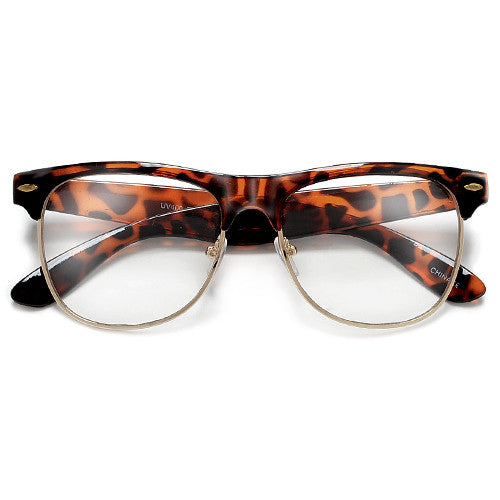 Retro Inspired Half Frame Clear Lens Eye Wear Glasses