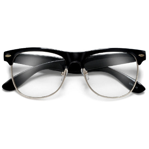 Retro Inspired Half Frame Clear Lens Eye Wear Glasses