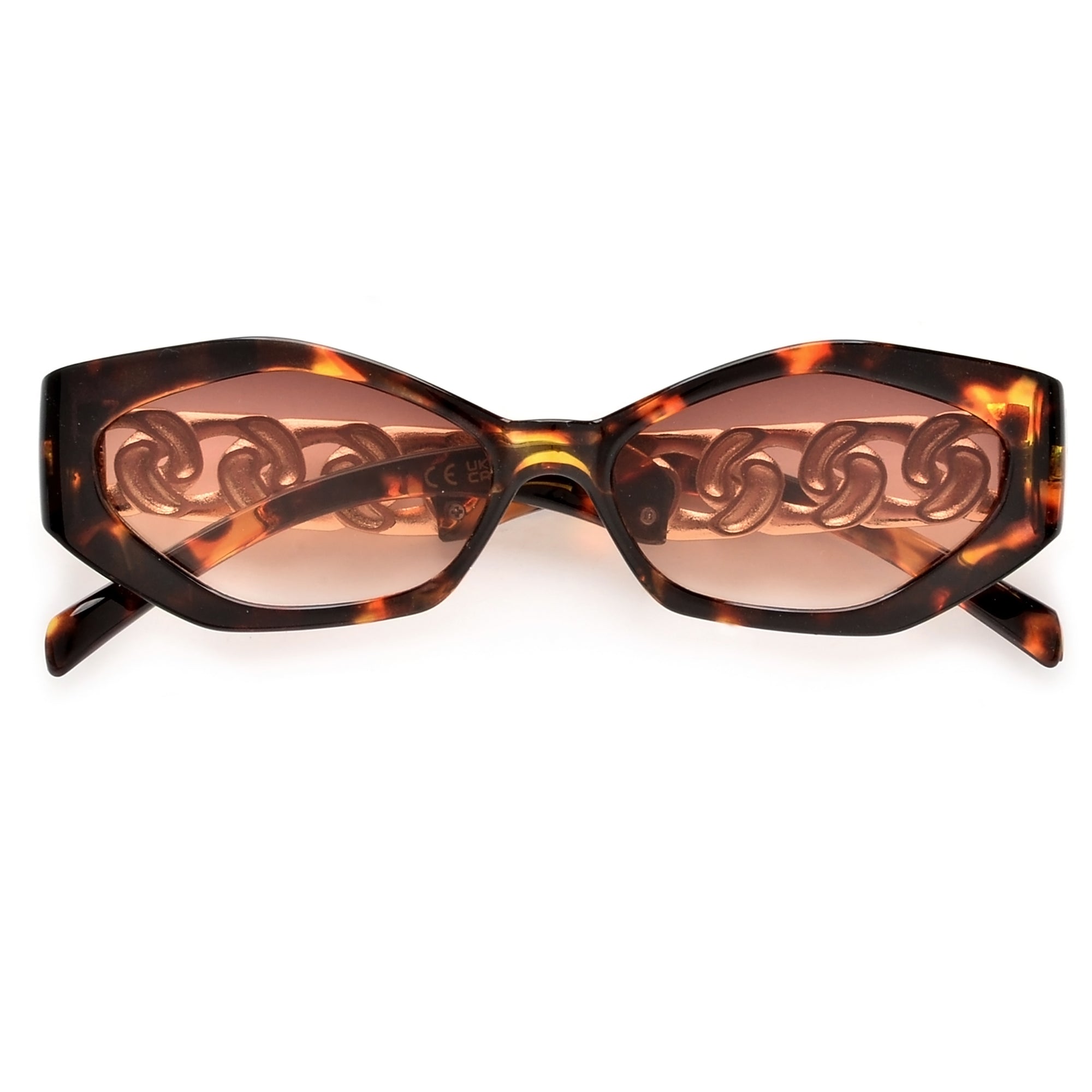 Slim Geometric Chain Link Temple Sunnies