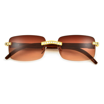 Rimless High Fashion Crystal Embedded Sunglasses - Sunglass Spot