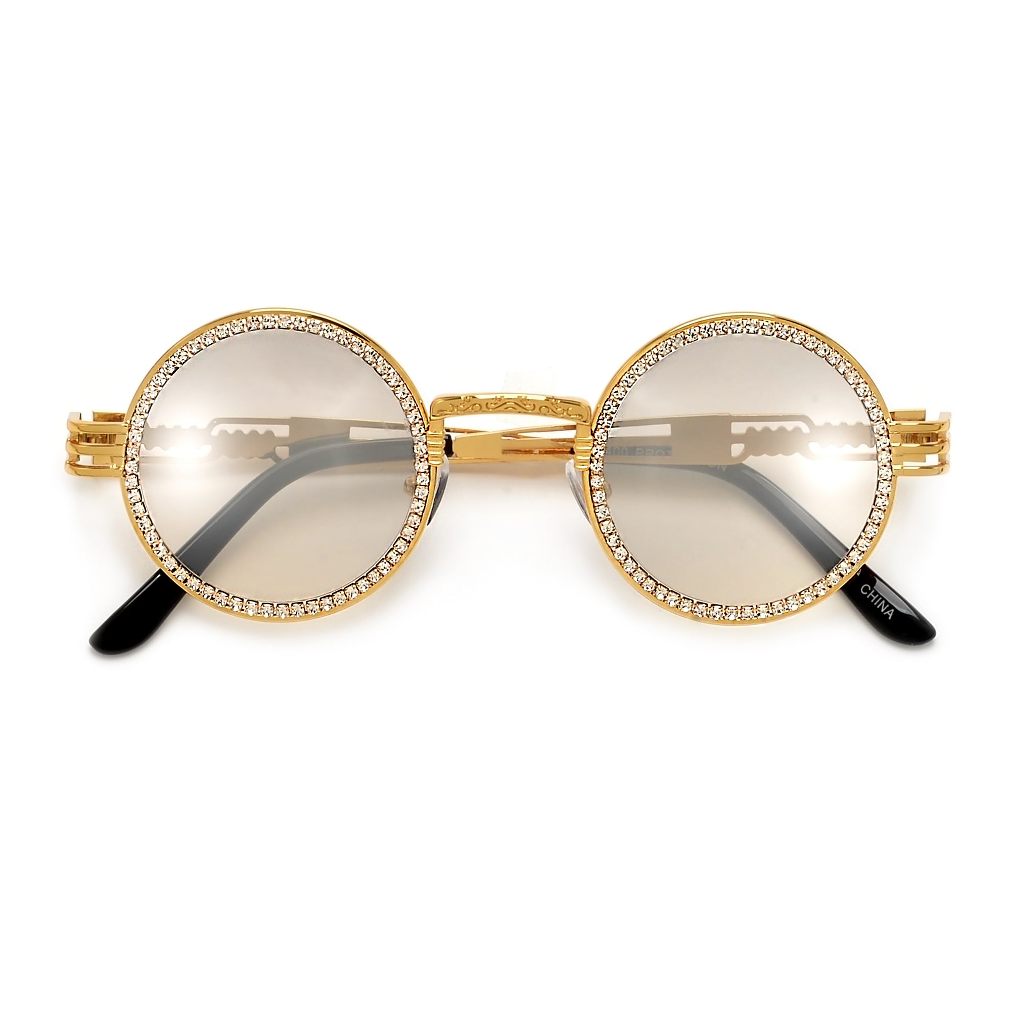 Shimmering Crystal Embed Chic Round Sunnies