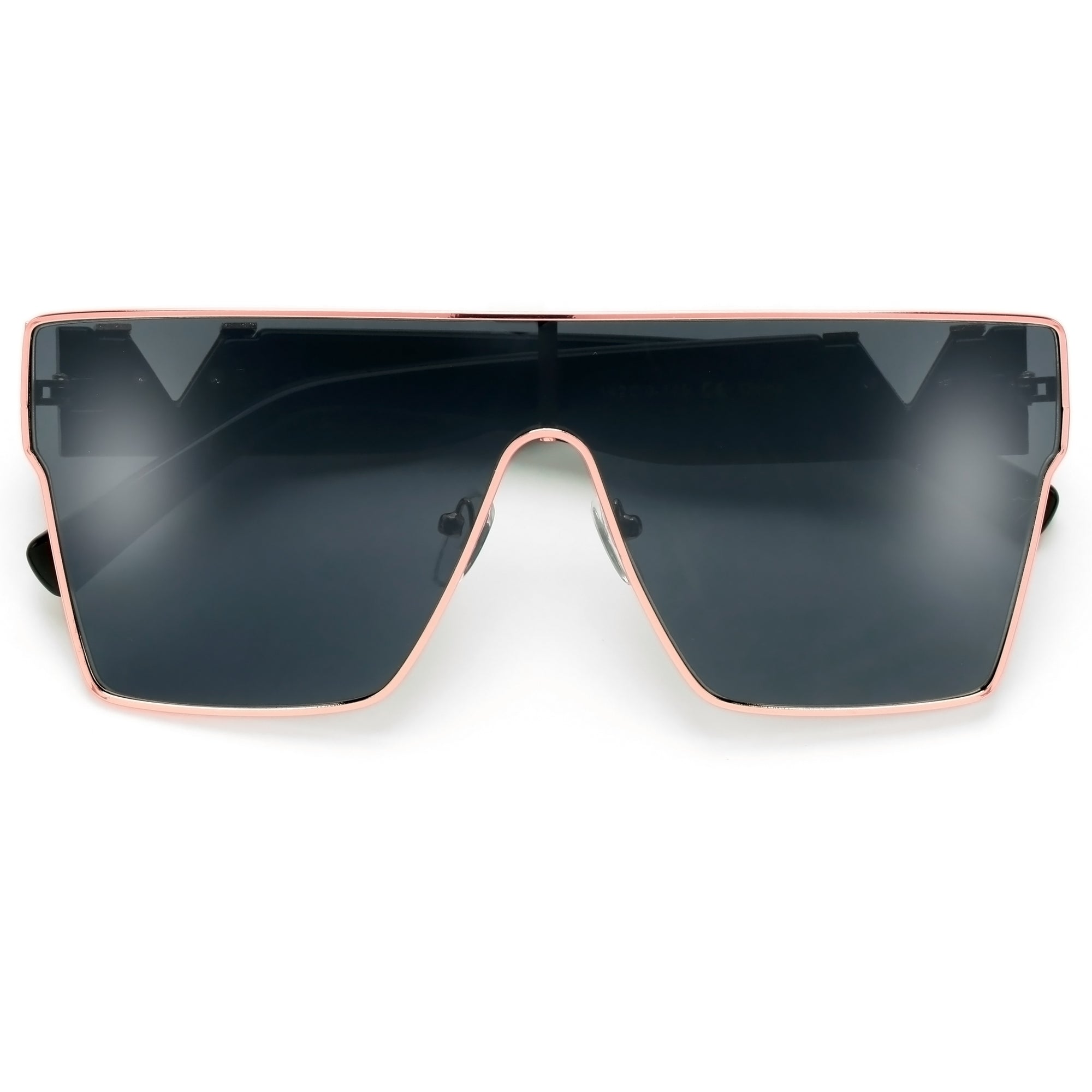 Oversize Modern V Logo Temple Trendy Fashion Shields