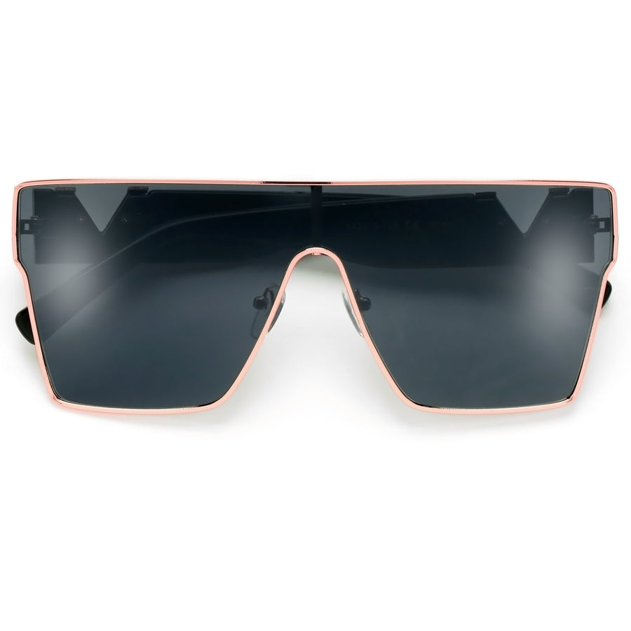 Oversize Modern V Logo Temple Trendy Fashion Shields