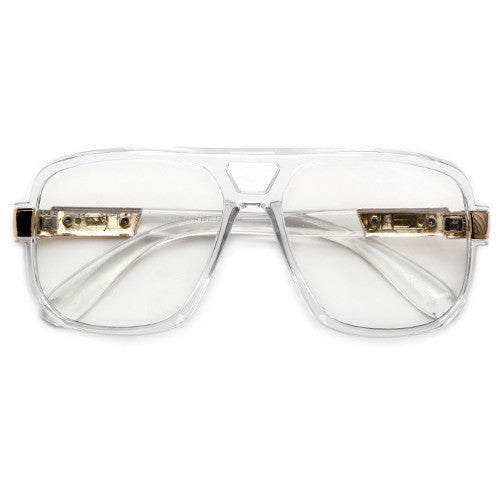70's Vintage Oversize 58mm Squared Off Clear Eyewear - Sunglass Spot