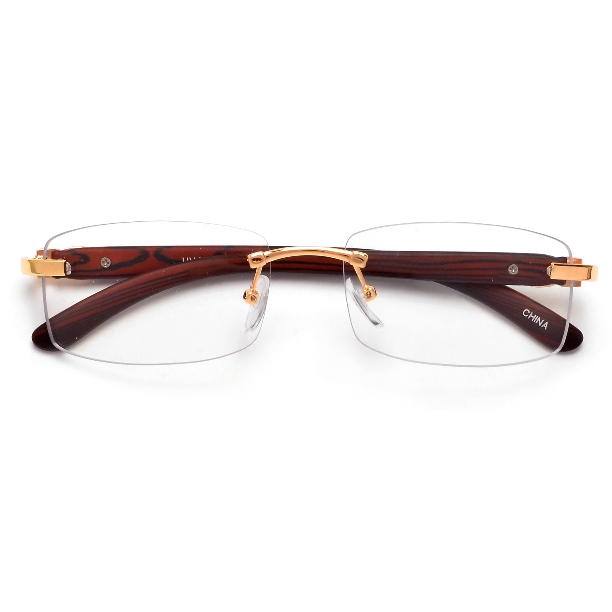 Rimless Wood Temple Stylish Eyewear - Sunglass Spot