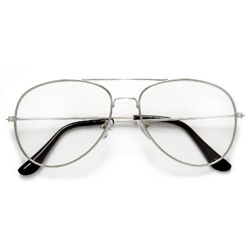 Classic Iconic Tear Drop Metal Clear Lens Aviator Eyewear - Sunglass Spot
