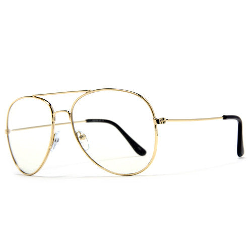 Classic Iconic Tear Drop Metal Clear Lens Aviator Eyewear - Sunglass Spot