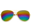 Rainbow Color Mirrored Lens Classic Aviator Sunglasses - Sunglass Spot