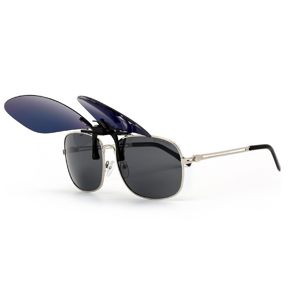 Polarized 61mm Colored Mirror Oversize Squared Frame Clip-On - Sunglass Spot