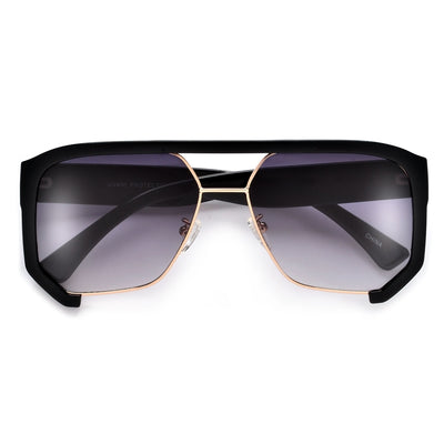 Oversize Modern Half Frame Aviator Sunglasses