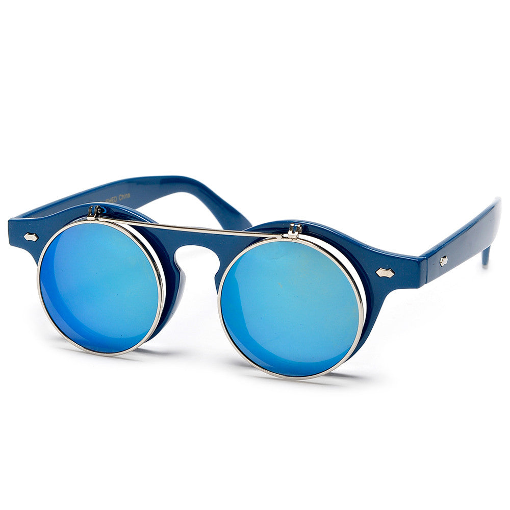 Lennon Inspired Small 42mm Round Flip-Up Sunglasses / Glasses - Sunglass Spot