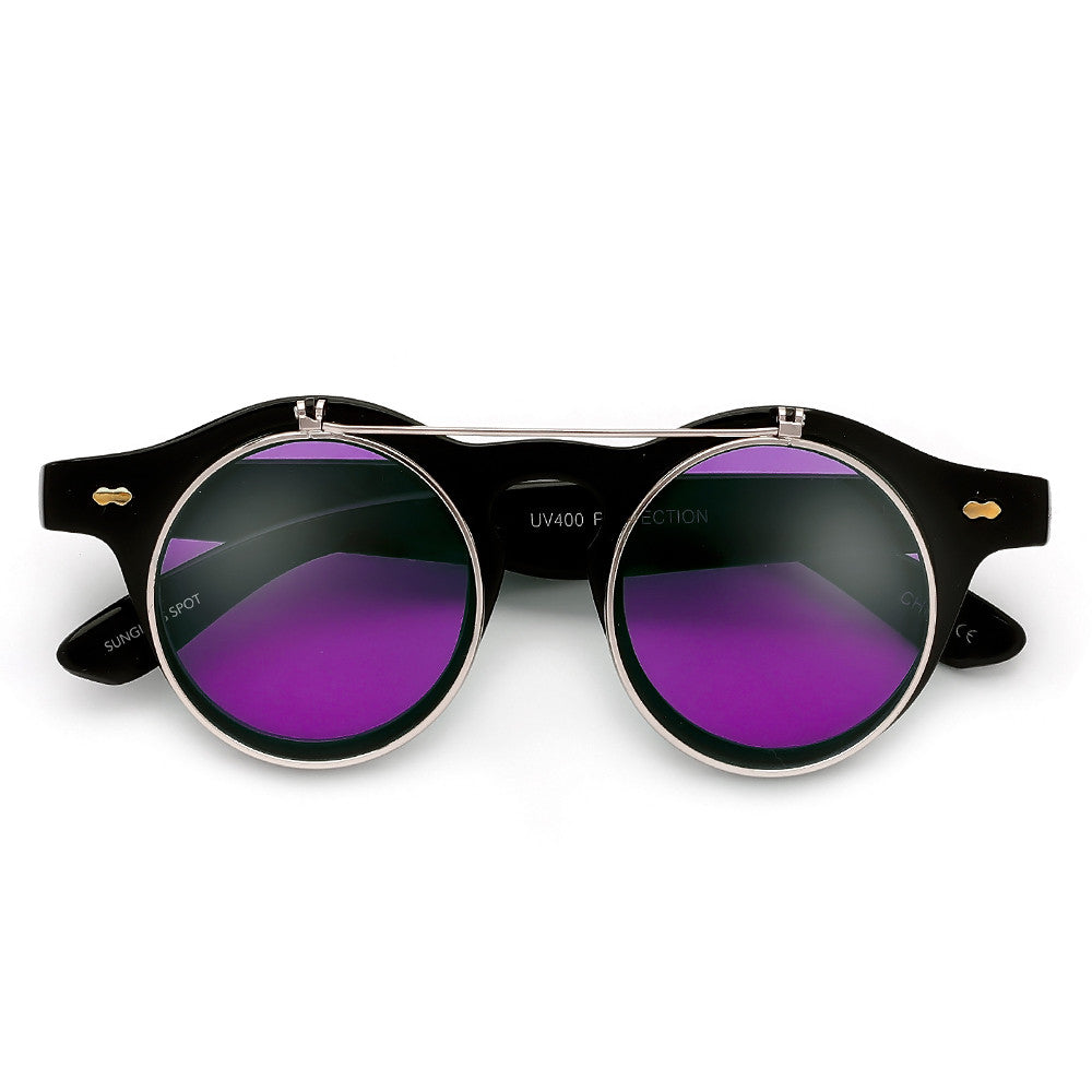 Lennon Inspired Small 42mm Round Flip-Up Sunglasses / Glasses - Sunglass Spot