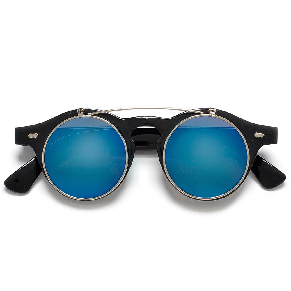 Lennon Inspired Small 42mm Round Flip-Up Sunglasses / Glasses - Sunglass Spot