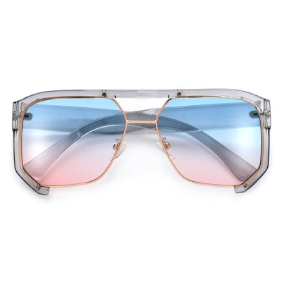 Oversize Modern Half Frame Aviator Sunglasses